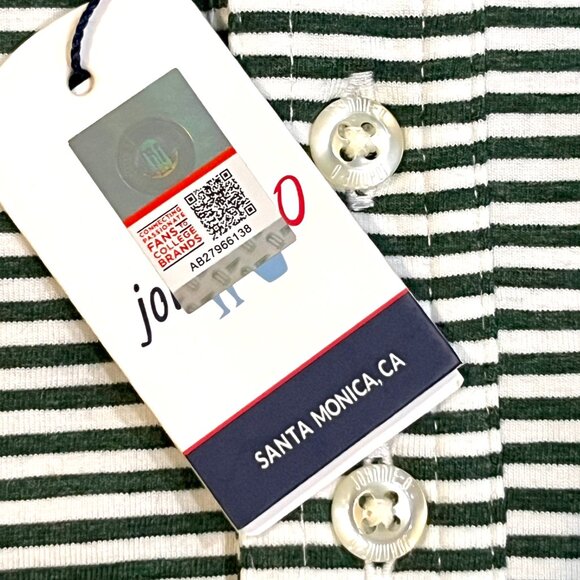 johnnie-O Hangin' Out Striped Polo Shirt Men's L - Green and White Cal Poly NWT - Picture 10 of 16